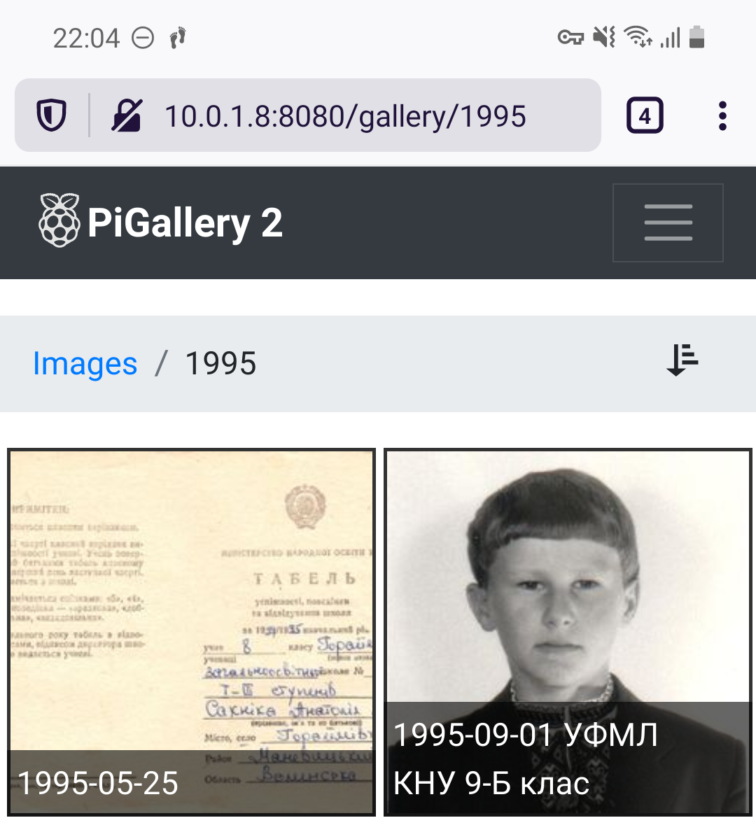 PiGallery2 on the mobile screen